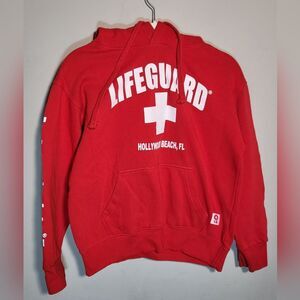 LIFEGUARD Sweatshirt | Size Small | Hollywoood Florida | Red Hoodie
